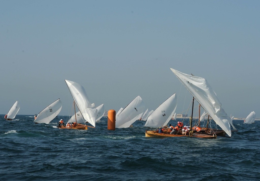 At the mark - Dubai Traditional 22ft Sailing Dhow Race 23rd September 2011 photo copyright DIMC taken at  and featuring the  class