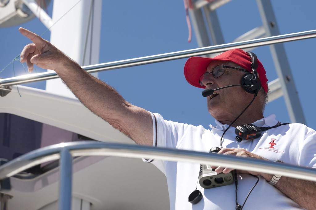 Race Officer Harold Bennett (NZL), Training Day, Cascais, Portugal 2 August 2011 © ACEA - Photo Gilles Martin-Raget http://photo.americascup.com/