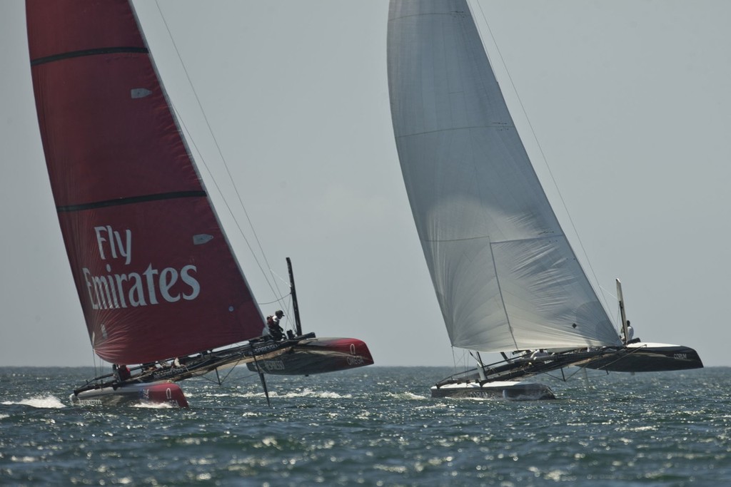 Emirates Team NZ and Energy - Training Day, Cascais, Portugal 2 August 2011 © ACEA - Photo Gilles Martin-Raget http://photo.americascup.com/