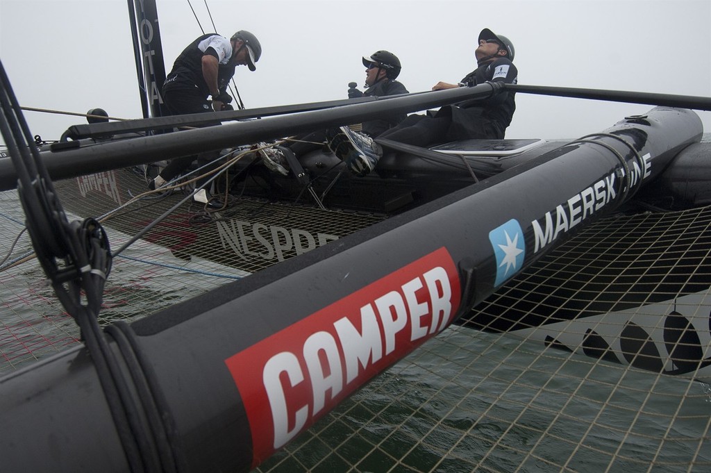 Emirates Team New Zealand in a practice race for the America’s Cup World Series Plymouth Regatta. 9/9/2011 © Chris Cameron/ETNZ http://www.chriscameron.co.nz