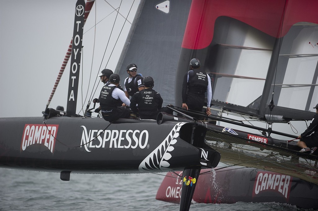 Emirates Team New Zealand in a practice race for the America's Cup World Series Plymouth Regatta. 9/9/2011 photo copyright Chris Cameron/ETNZ http://www.chriscameron.co.nz taken at  and featuring the  class