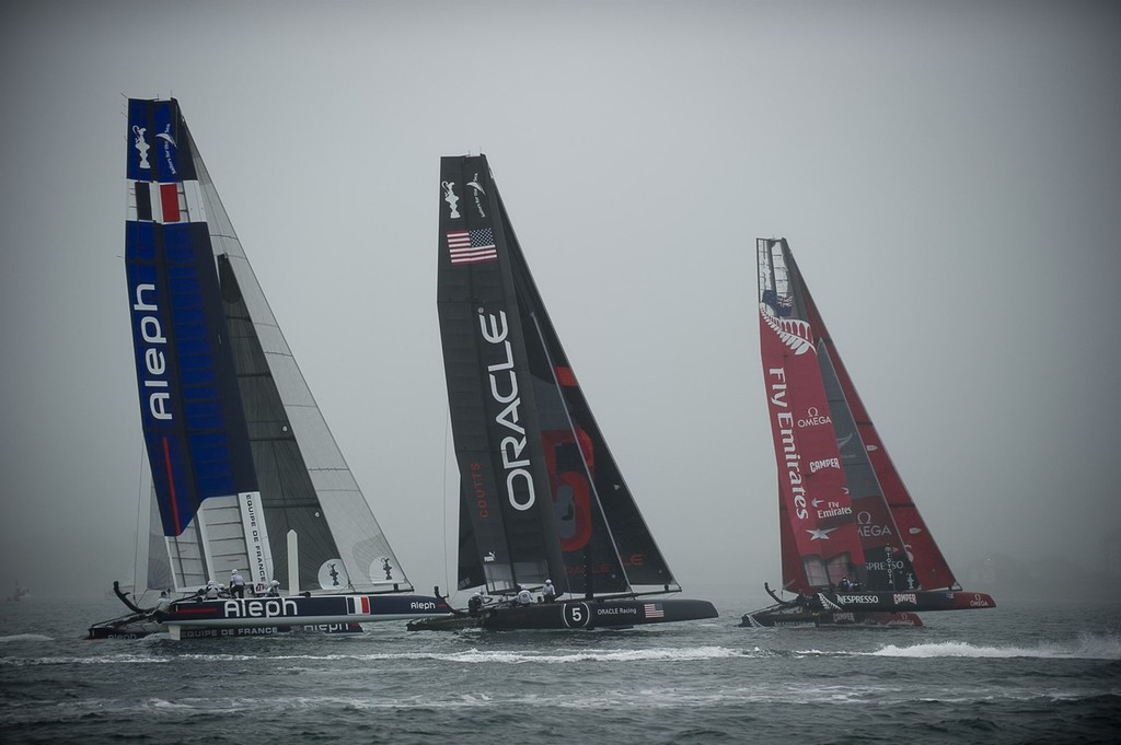 Emirates Team New Zealand in a practice race for the America's Cup World Series Plymouth Regatta. 9/9/2011 photo copyright Chris Cameron/ETNZ http://www.chriscameron.co.nz taken at  and featuring the  class