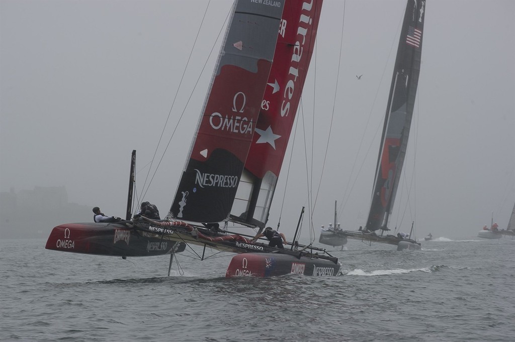 Emirates Team New Zealand in a practice race for the America’s Cup World Series Plymouth Regatta. 9/9/2011 © Chris Cameron/ETNZ http://www.chriscameron.co.nz