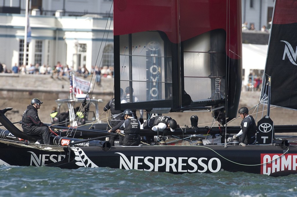 Emirates Team New Zealand, Day three of the America’s Cup World Series regatta in Plymouth. 14/9/2011 © Chris Cameron/ETNZ http://www.chriscameron.co.nz