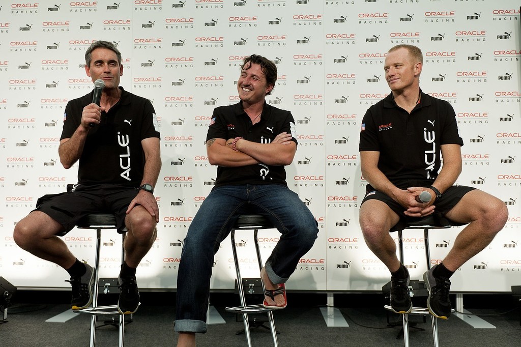 04/08/2011 - Cascais (POR) - ORACLE Racing - Russell Coutts - Antonio Bertone (PUMA) - James Spithill -  Americas’s Cup World Series  © Guilain Grenier Oracle Team USA http://www.oracleteamusamedia.com/