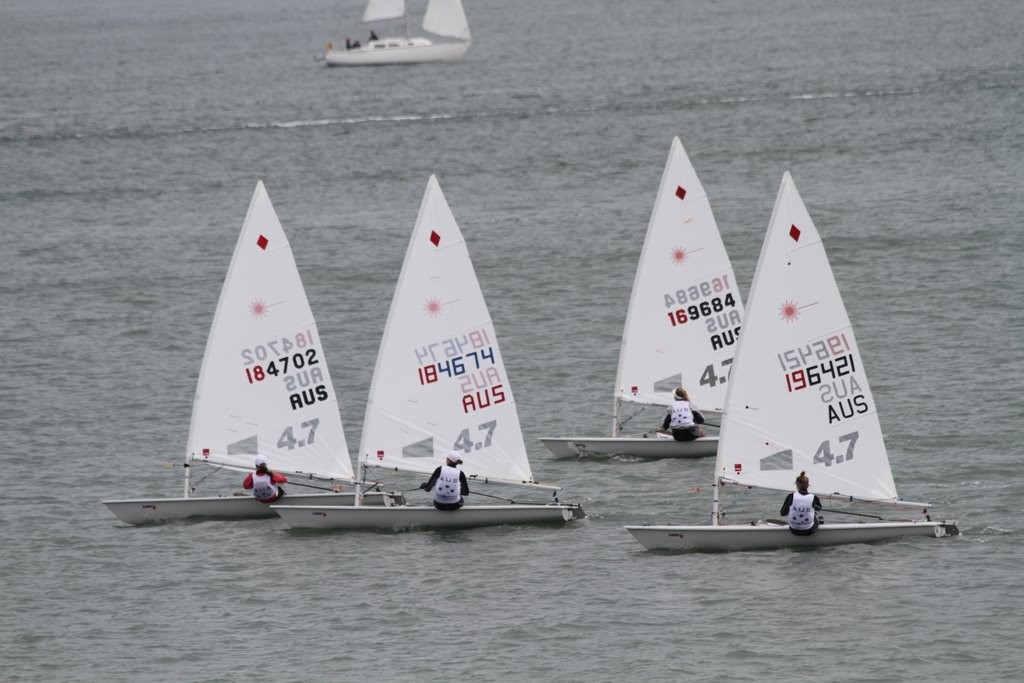 Australian and Russian competitors - Laser 4.7 World Championships 2011 © Richard Scarr