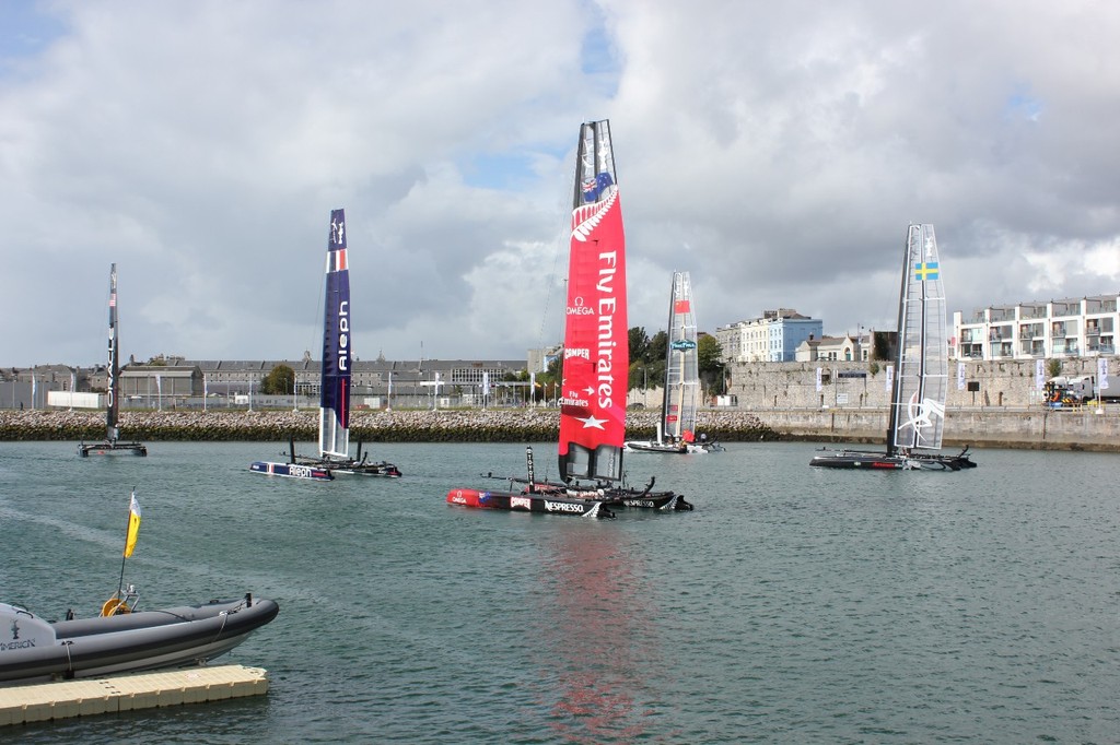 Expect three days of this sight - with the new ACEA racing reductions - America’s Cup World Series - Day 6, 17 September 2011 © Ben Gladwell http://www.sail-world.com/nz