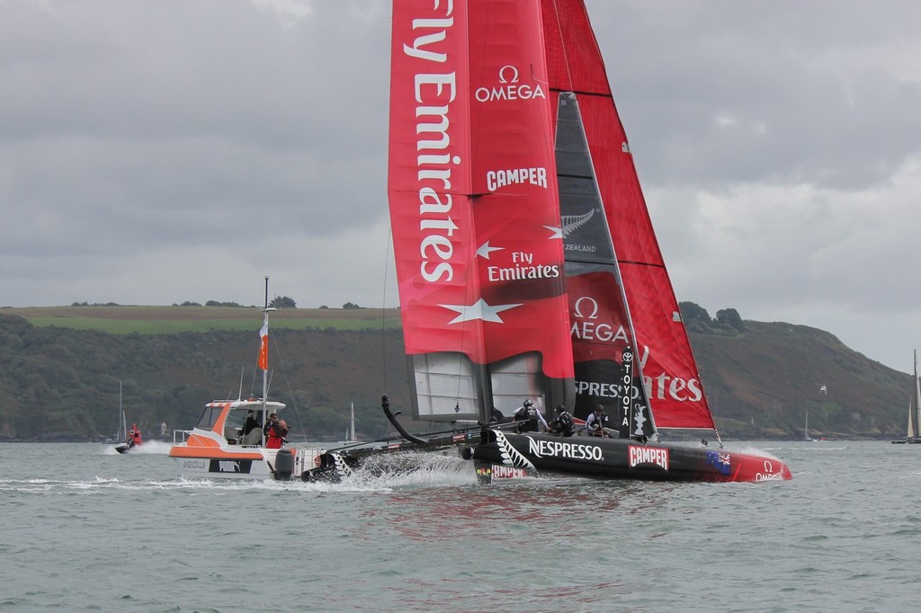 Emirates Team NZ tops the points table by four points after Cascais and Plymouth  - America’s Cup World Series - Day 7 - Plymouth © Ben Gladwell http://www.sail-world.com/nz