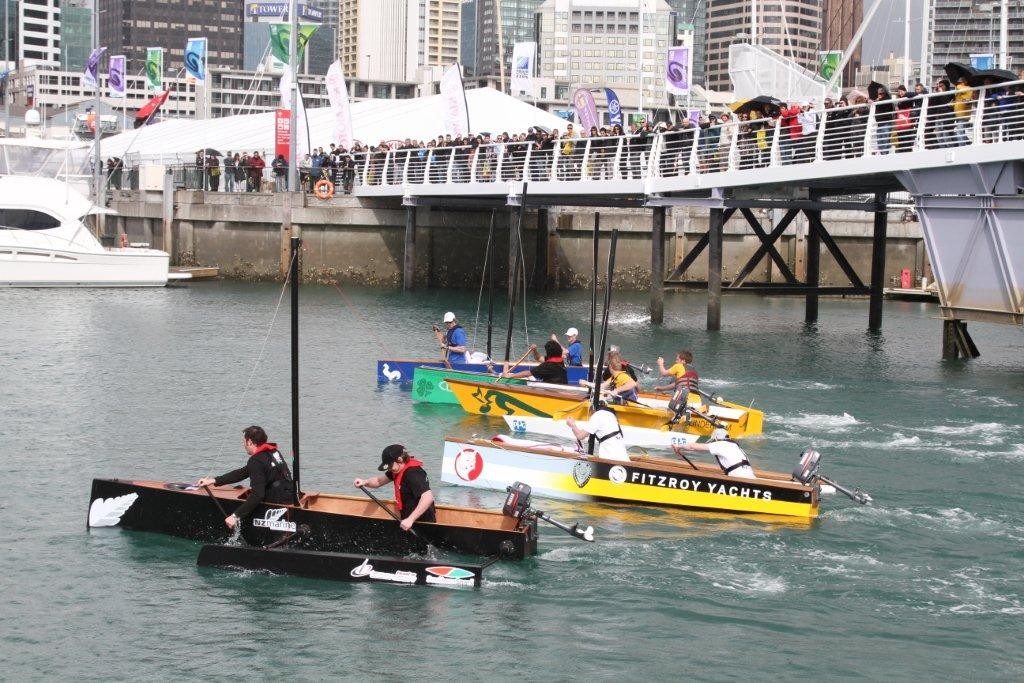 Contestants in the International Boatbuilding Competition, from front: NZ Marine, Fitzroy Yachts, Superyacht Interiors NZ, Specialist Marine Interiors, Alloy Yachts. © SW