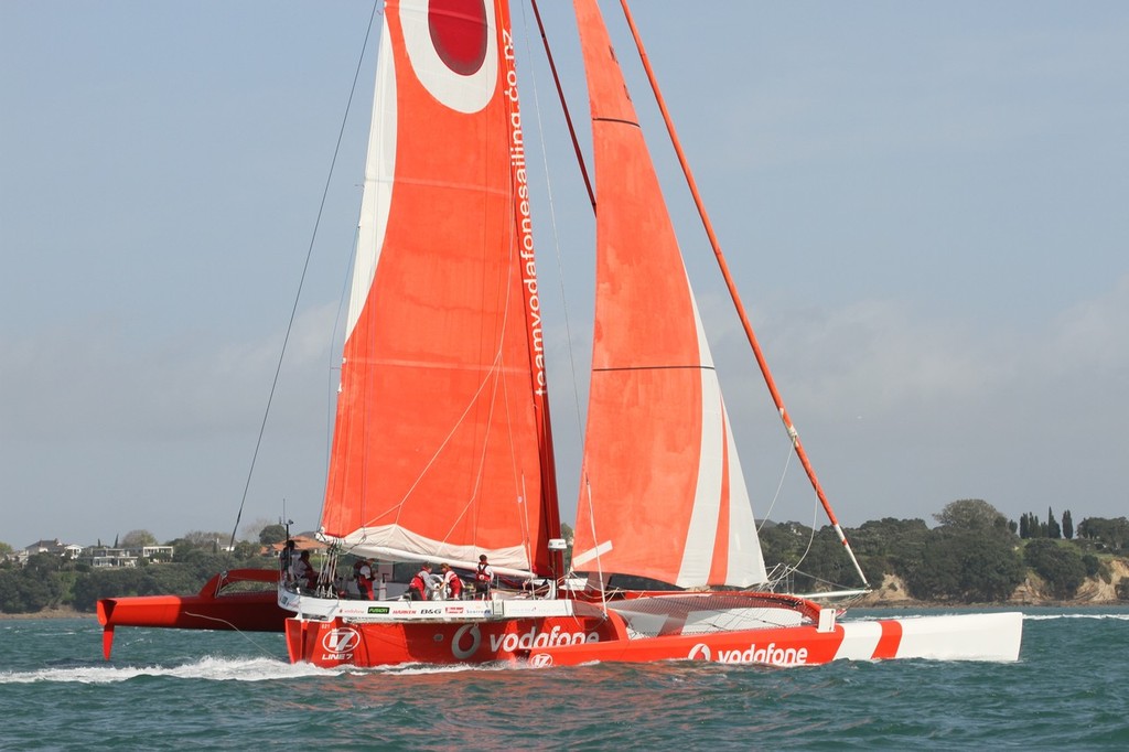 TeamVodafoneSailing reaching into the inner Hauraki Gulf at around 25kts - Coastal Classic - 2011 photo copyright Richard Gladwell www.photosport.co.nz taken at  and featuring the  class