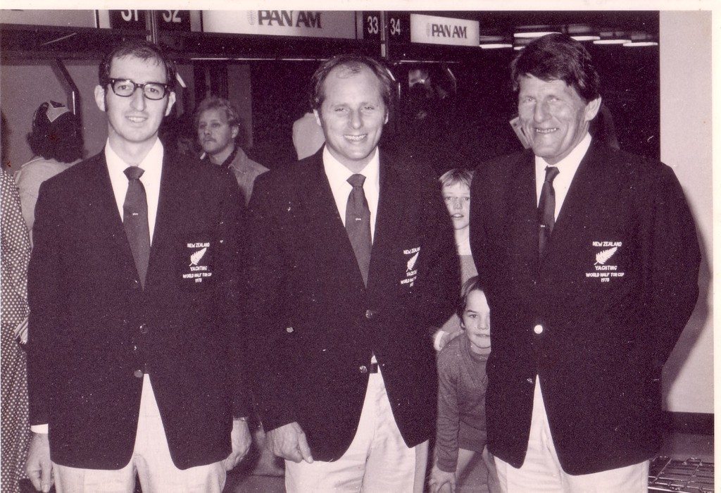 Tony Bouzaid centre, with his half Ton winning crew including Olympic Gold medalist Helmer Pedersen (right) and John Sumich (left). © Bouzaid Family Collection