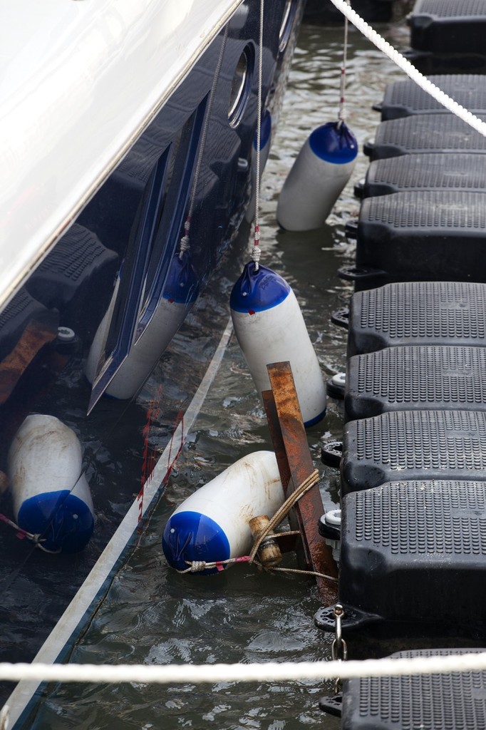 Macau Yacht Show 2011 - 31 October 2011 - would you want to moor your boat next to this? (yes, there was damage). <br />
 © Guy Nowell http://www.guynowell.com