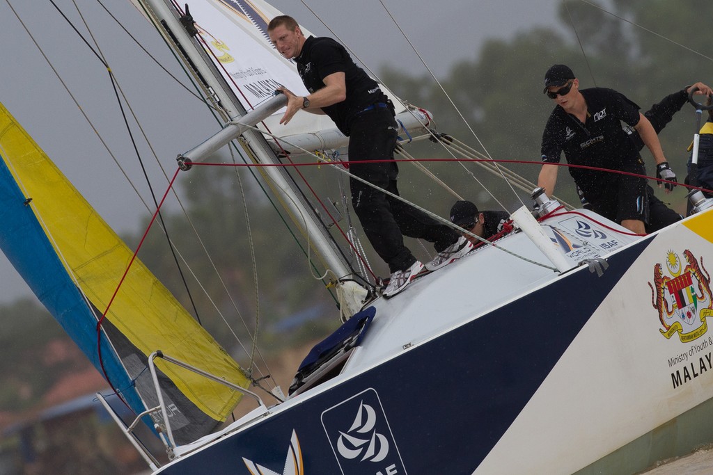 Torvar Mirsky prepares to round the top mark on day 1 at the Monsoon Cup 2011. Kuala Terengannu, Malaysia. 23 November 2011.  &copy; Gareth Cooke/Subzero Images/ Monsoon Cup - copyright http://www.monsooncup.com.my