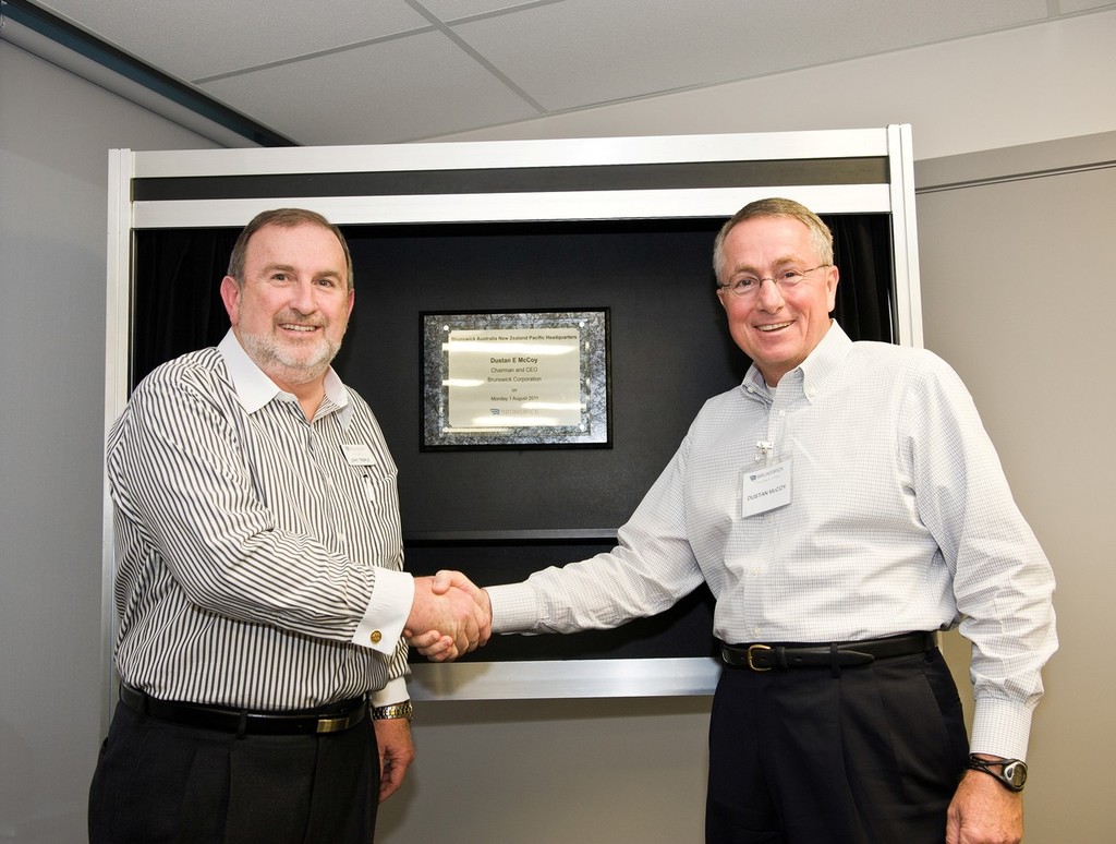 John Pfeifer, President – Brunswick Marine in EMEA, and Dustan McCoy, Chairman and Chief Executive Officer of Brunswick Corporation. © Mercury Marine