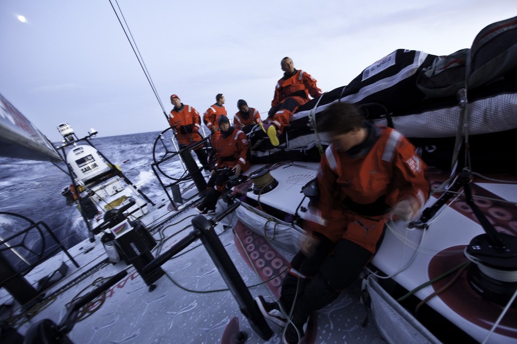 A full moon rises behind the ``Mar Mostro.`` PUMA Ocean Racing powered by BERG during leg 1 of the Volvo Ocean Race 2011-12 photo copyright Amory Ross/Puma Ocean Racing/Volvo Ocean Race http://www.puma.com/sailing taken at  and featuring the  class