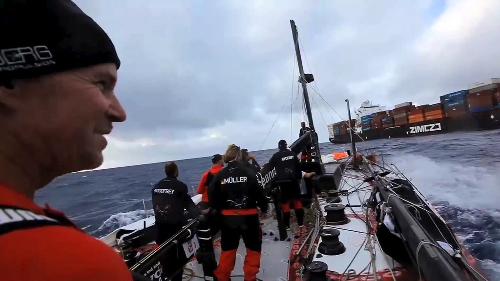 Puma approaches the ZIM Monaco -Leg 1 Volvo Ocean Race © Amory Ross/Puma Ocean Racing/Volvo Ocean Race http://www.puma.com/sailing