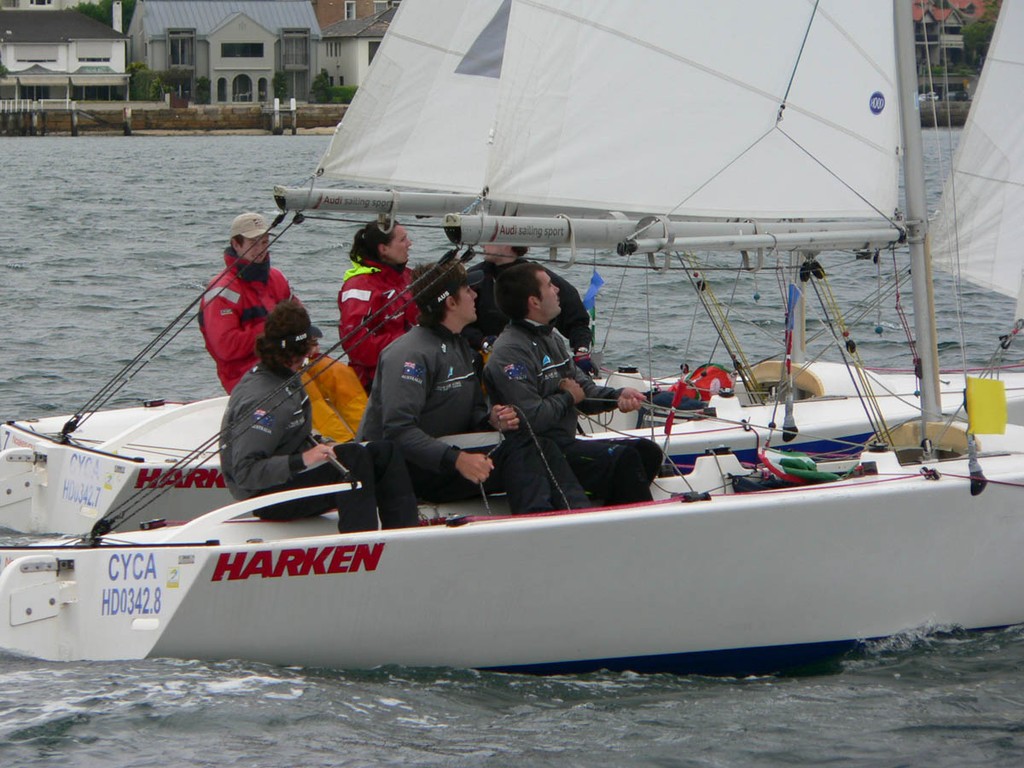 Reece vs Coltman in the second semi-final  - Musto International Youth Match Racing Championship day 3 photo copyright CYCA Staff - copyright taken at  and featuring the  class
