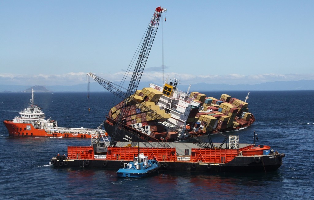  Monday 14th Nov 2011
Sea Tow 60  - moving into position on Rena site to start lifting & removing containers - Rena Disaster Photos: Graeme Brown photo copyright Maritime NZ www.maritimenz.govt.nz taken at  and featuring the  class