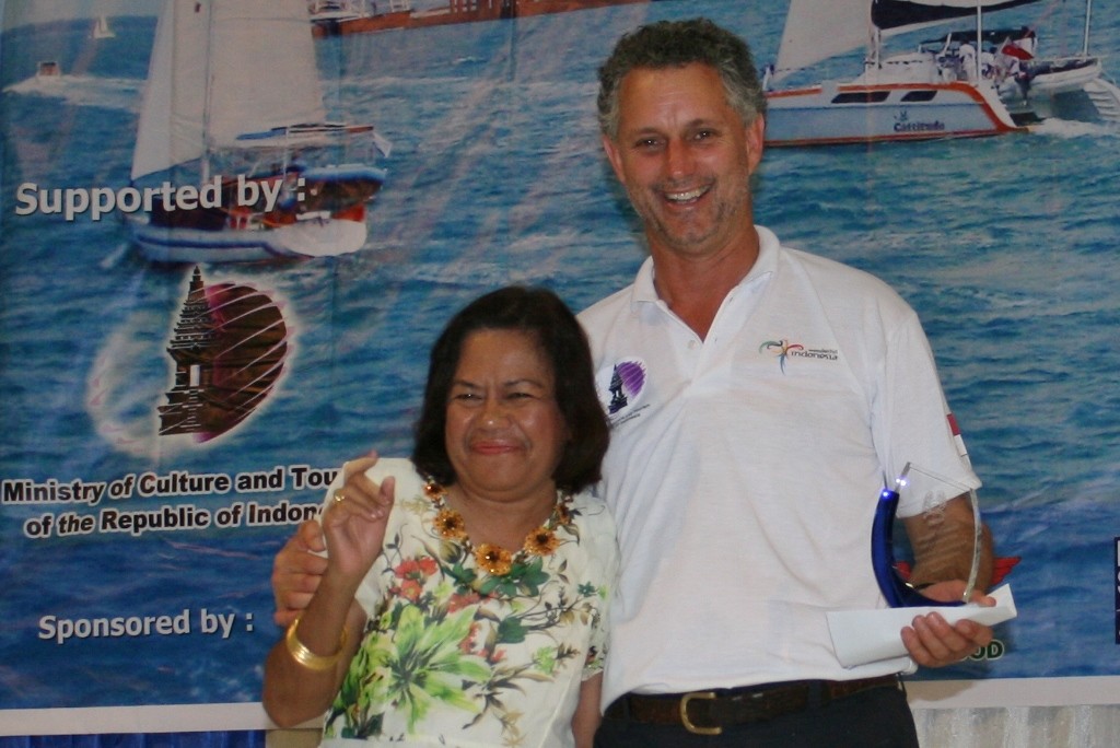 Shady Lady skipper Peter Charles receiving award photo copyright  SW taken at  and featuring the  class