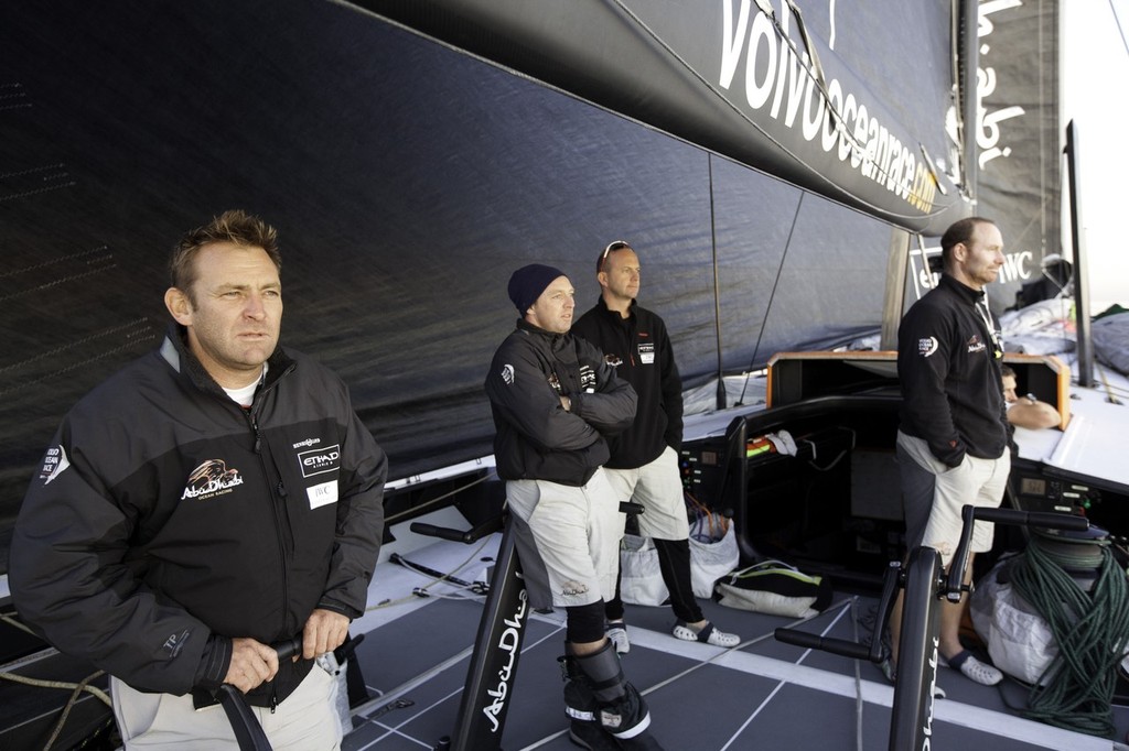 Skipper Ian Walker and the crew of Abu Dhabi Ocean Racing retire from leg 1 of the Volvo Ocean Race 2011-12, from Alicante, Spain to Cape Town, South Africa. (Credit: Nick Dana/Abu Dhabi Ocean Racing/Volvo Ocean Race) photo copyright Nick Dana/Abu Dhabi Ocean Racing /Volvo Ocean Race http://www.volvooceanrace.org taken at  and featuring the  class