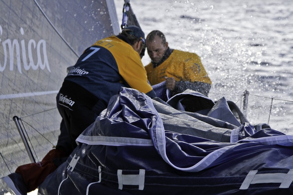 Team Telefonica during leg 1 of the Volvo Ocean Race 2011-12, from Alicante, Spain to Cape Town, South Africa. (Credit: Diego Fructuoso/Team Telefonica/Volvo Ocean Race) photo copyright Diego Fructuoso /Team Telefónica/Volvo Ocean Race http://www.volvooceanrace.com taken at  and featuring the  class
