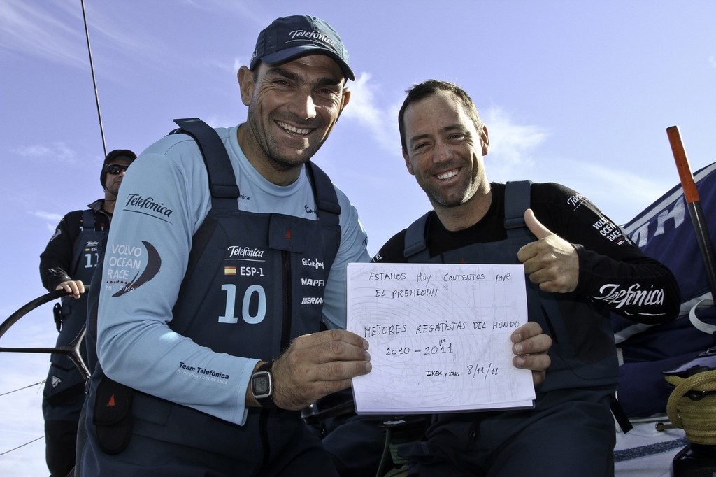 Xabi Fernandez and Iker Martinez, both from Spain, are named ISAF sailors of the year 2011. Team Telefonica during leg 1 of the Volvo Ocean Race 2011-12, from Alicante, Spain to Cape Town, South Africa.  © Diego Fructuoso /Team Telefónica/Volvo Ocean Race http://www.volvooceanrace.com