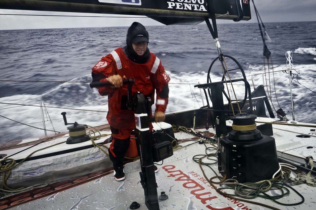 Kelvin Harrap stands by on the mainsheet.  © Amory Ross/Puma Ocean Racing/Volvo Ocean Race http://www.puma.com/sailing