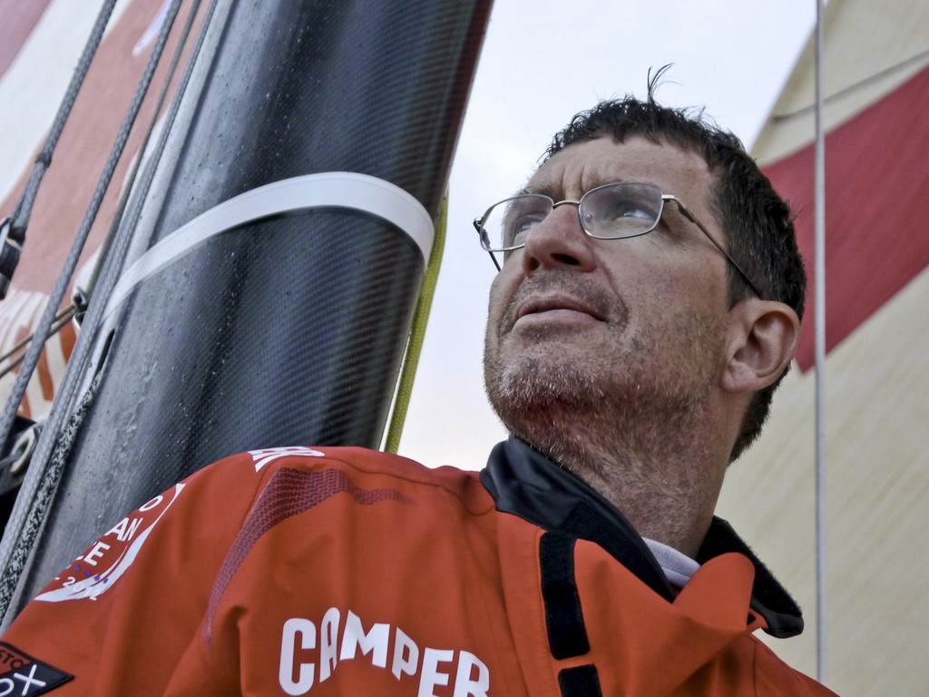 Navigator Will Oxley on the look out for breeze again onboard CAMPER with Emirates Team New Zealand during leg 1 of the Volvo Ocean Race 2011-12 © Hamish Hooper/Camper ETNZ/Volvo Ocean Race