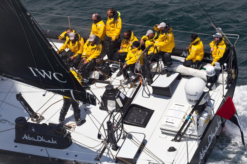 PORTUGAL, Cascais. 30th July 2011. Abu Dhabi Ocean Racing starts their 2000 mile qualifying sail. © Ian Roman/Volvo Ocean Race http://www.volvooceanrace.com