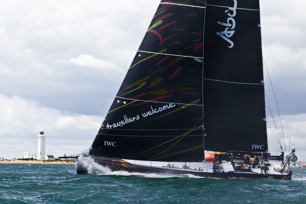 UK, Solent. 14th August 2011. Abu Dhabi Ocean Racing skippered by Ian Walker from the UK approaches Hurst lighthouse at the start of the Rolex Fastnet Race.  © Volvo Ocean Race http://www.volvooceanrace.com