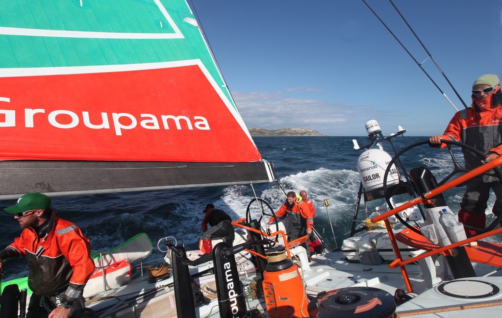 Groupama Sailing Team skippered by Franck Cammas from France in the Rolex Fastnet Race.  © Volvo Ocean Race http://www.volvooceanrace.com