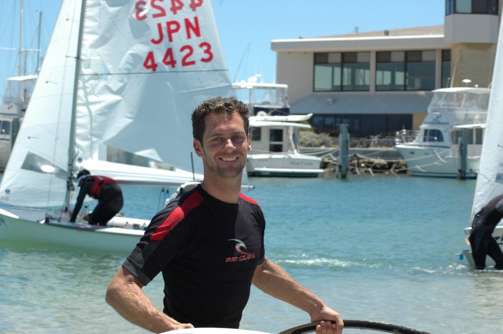 USA RSX sailor Ben Barger gets ready for afternoon training at Fremantle Sailing Club - Perth 2011 ISAF Sailing World Championships photo copyright Shauna McGee Kinney taken at  and featuring the  class