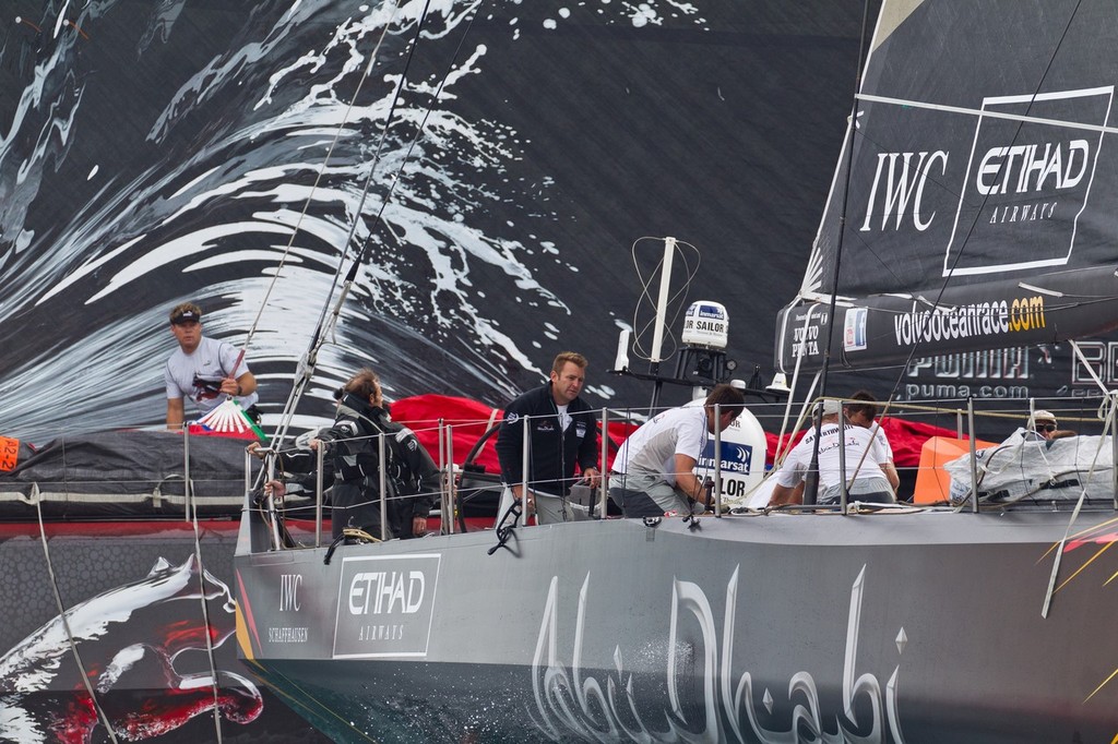 Abu Dhabi Ocean Racing, skippered by Ian Walker from the UK cross the finish line first in the Iberdrola In-Port Race in Alicante.  - Inport Race - Alicante - Volvo Ocean Race © Ian Roman/Volvo Ocean Race http://www.volvooceanrace.com