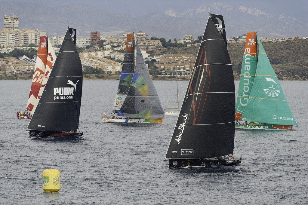 The fleet of Volvo Open 70’s compete in the Iberdrola In-Port Race in Alicante. The first points for the Volvo Ocean Race 2011-12.  - Inport Race - Alicante - Volvo Ocean Race © Paul Todd/Volvo Ocean Race http://www.volvooceanrace.com