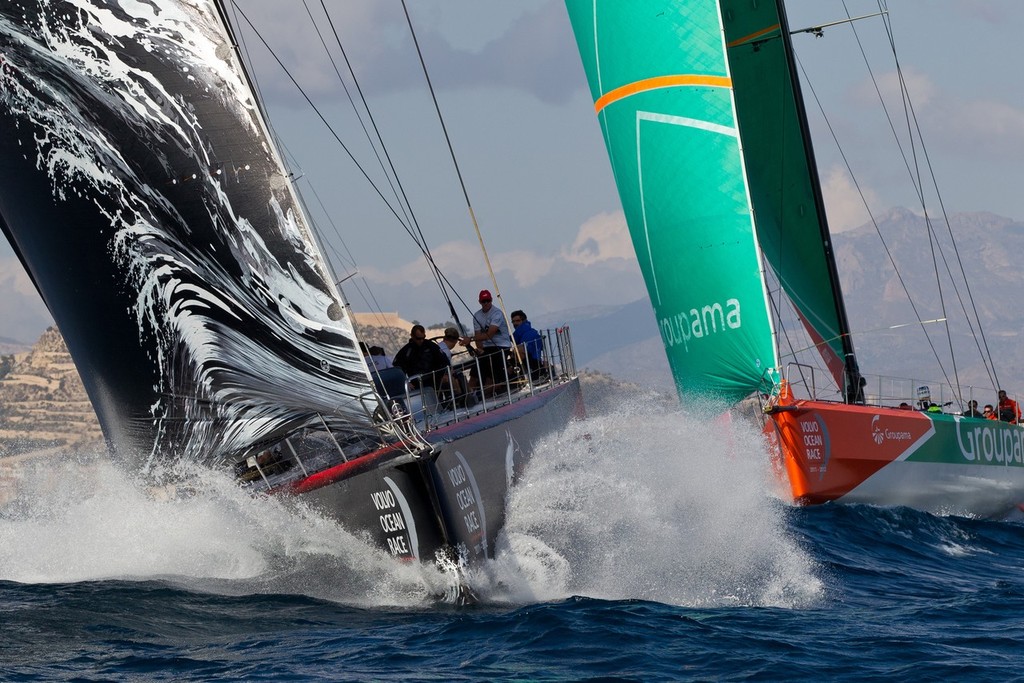 Pro-Am Race day during the Volvo Ocean Race 2011-12 Alicante stopover. PUMA Ocean Racing powered by BERG and Groupama Sailing Team.  © Ian Roman/Volvo Ocean Race http://www.volvooceanrace.com