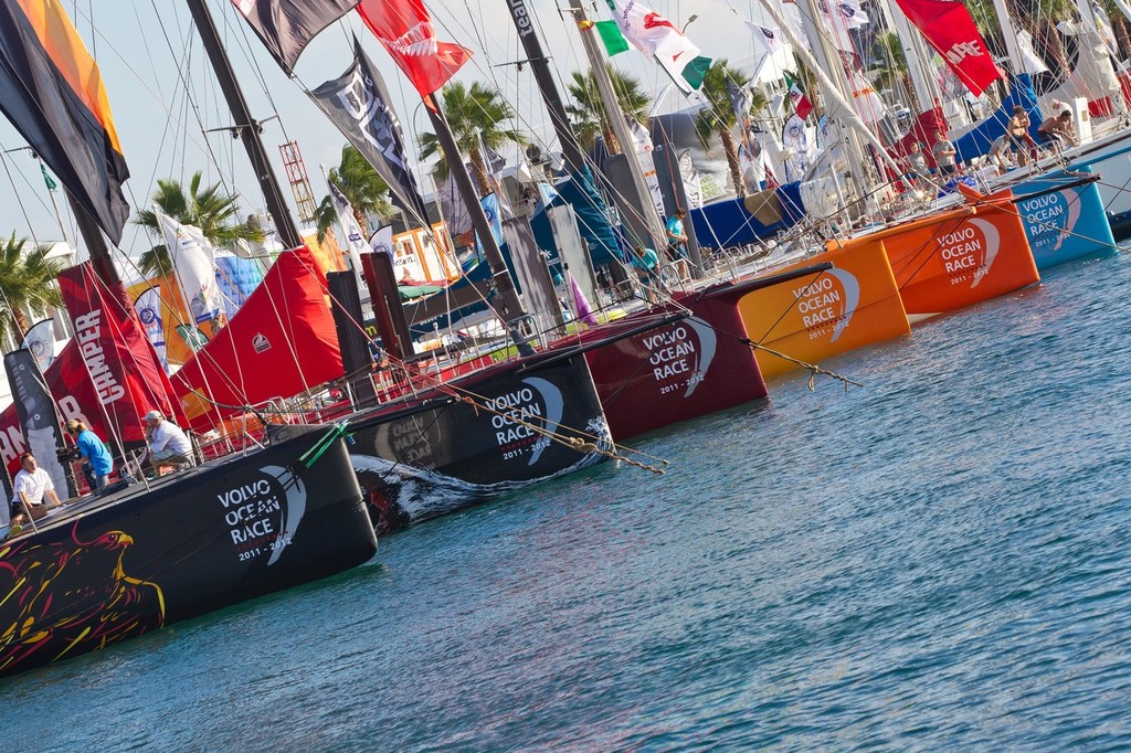 Pro-Am Race day during the Volvo Ocean Race 2011-12 Alicante stopover. Fleet moored in the Alicante Race Village. (Credit must read: IAN ROMAN/Volvo Ocean Race) photo copyright Ian Roman/Volvo Ocean Race http://www.volvooceanrace.com taken at  and featuring the  class