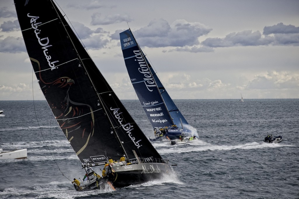 Abu Dhabi Ocean Racing, skippered by Ian Walker from the UK at the start of leg 1 of the Volvo Ocean race 2011-12 from Alicante, Spain to Cape Town, South Africa.  © Paul Todd/Volvo Ocean Race http://www.volvooceanrace.com