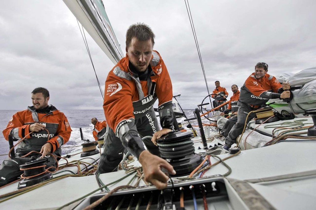 Groupama Sailing Team during leg 1 of the Volvo Ocean Race 2011-12 © Yann Riou/Groupama Sailing Team /Volvo Ocean Race http://www.cammas-groupama.com/