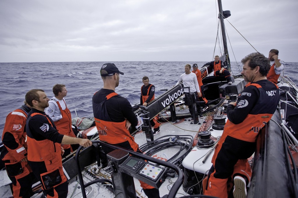 PUMA Ocean Racing powered by BERG, skippered by Ken Read from the USA has suffered a broken mast on the first leg of the Volvo Ocean Race 2011-12, which began 17 days ago from Alicante, Spain. The rig onboard PUMAÕs Mar Mostro failed at around 15:00 UTC in the southern Atlantic Ocean, about 2,150 nautical miles from Cape Town, South Africa.  © Amory Ross/Puma Ocean Racing/Volvo Ocean Race http://www.puma.com/sailing