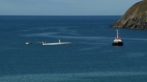 Rambler 100 about to be righted in Barley Cove bay, Co Cork © SW