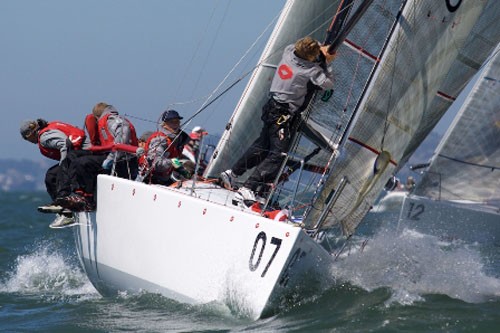 Perfect form on Race 2 winner GROOVEDERCI at the offset mark. - Farr 30 Pre-Worlds 2011 © Meredith Block http://www.blocksail.com/