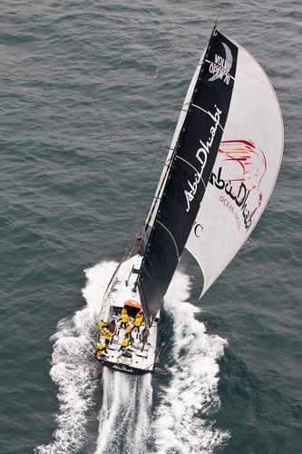 Abu Dhabi Ocean Racing, skippered by Ian Walker from the UK, at the finish of the Rolex Fastnet Race. © Ian Roman/Volvo Ocean Race http://www.volvooceanrace.com