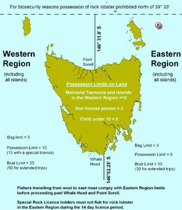 Map of lobster areas. - tasmanian rock lobster photo copyright Carl Hyland taken at  and featuring the  class