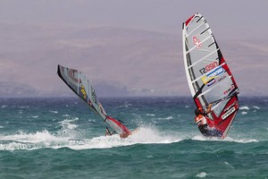 Albeau goes down round three semi final - PWA Sotavento Fuerteventura Grand Slam 2011 photo copyright  John Carter / PWA http://www.pwaworldtour.com taken at  and featuring the  class