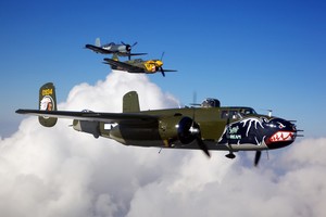 Mitchell B-25 Bomber Betty’s Dream leads the pack - Newport Bucket Regatta 2011 photo copyright Texas Flying Legend Museum taken at  and featuring the  class