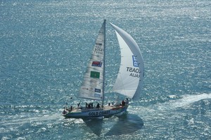Gold Coast Australia races away from Cape Town, South Africa, at the start of Race 4 - Clipper 11-12 Round the World Yacht Race. photo copyright Bruce Sutherland/onEdition taken at  and featuring the  class