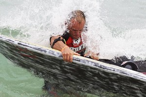 Problems in the shorebreak - PWA Sotavento Fuerteventura Grand Slam 2011 photo copyright  John Carter / PWA http://www.pwaworldtour.com taken at  and featuring the  class