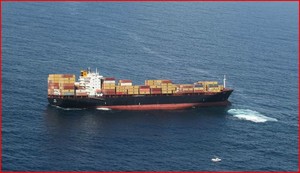 The 236m long Rena stuck on Astrolabe Reef, Tauranga photo copyright Bay of Plenty Times taken at  and featuring the  class