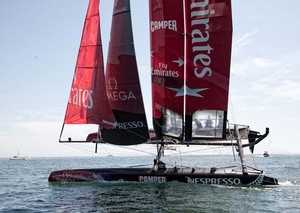 The America's Cup World Series regatta (AC World Series) is taking place in the port city of Cascais, Portugal known for great sailing conditions. This is the AC45 wing-sailed catamaran's  first-ever competition.
Photo Credit must read ©Bob Grieser/OUTSIDEIMAGES.COM or a 50 Euro fee is charged photo copyright Bob Grieser/Outside Images www.outsideimages.com taken at  and featuring the  class