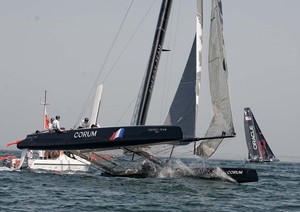 The America's Cup World Series regatta (AC World Series) is taking place in the port city of Cascais, Portugal known for great sailing conditions. This is the AC45 wing-sailed catamaran's  first-ever competition.
Photo Credit must read ©Bob Grieser/OUTSIDEIMAGES.COM or a 50 Euro fee is charged photo copyright Bob Grieser/Outside Images www.outsideimages.com taken at  and featuring the  class